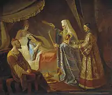 Metropolitan Alexis Healing the Tatar Queen Taidula from Blindness while Janibeg Looks on, Yakov Kapkov (1816-54)