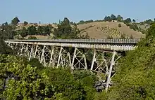 View of the Muir Trestle, a.k.a. Alhambra Trestle, a steel trestle with plate girder spans and double-bent steel towers