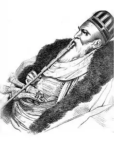 Sketch of Ali Pasha of Ioannina smoking a water pipe