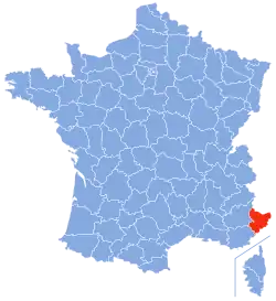 Location of Alpes-Maritimes in France