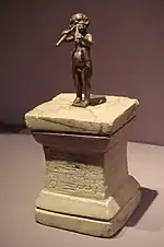 Hellenistic silenus Marsyas from Takhti Sangin, with dedication in Greek to the god of the Oxus, by "Atrosokes" (a Bactrian name). Temple of the Oxus, Takht-i Sangin, 200–150 BCE. Tajikistan National Museum.