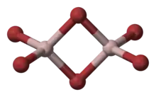 Ball and stick model of dimeric aluminium bromide