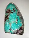 Polished Amazonite specimen. Height 13 cm (5 in).