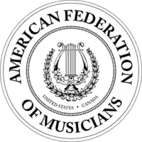 The seal of the organization, with the words "American Federation of Musicians" in big letters