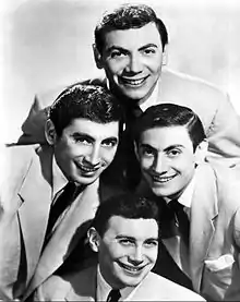 The Ames Brothers in 1955.  Clockwise from top: Ed, Vic, Joe and Gene