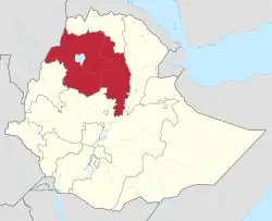 Map of Ethiopia showing the Amhara Region