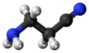 Ball-and-stick model of the aminopropionitrile molecule