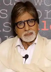 A picture of Amitabh Bachchan looking towards the camera