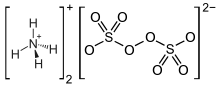 Structural formulas of two ammonium cations and one peroxydisulfate anion