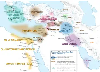 Map of the Near East in 900 BC