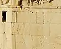 The sundial lines below Libs, on the SW face; two of the modern gnomons can be seen