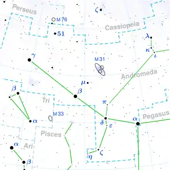 Map of the constellation Andromeda