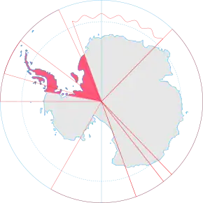 Location of the British Antarctic Territory in Antarctica