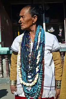 An Apatani woman in traditional attire during Murung festival.