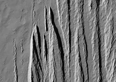 Medusae Fossae Formation southeast of Apollinaris Patera, as seen by HiRISE