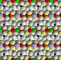 Structure of apophyllite viewed in the {100} direction, parallel to layering