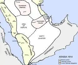 Map of the Arabian Peninsula in 1914