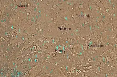 Map of Arabia quadrangle with major craters