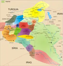  Aramean states with the Tigris and Euphrates rivers