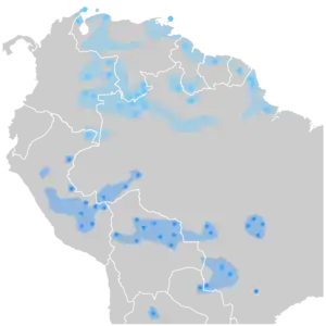 Map of the Arawakan languages in South America