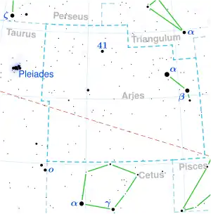 TZ Arietis is located in the constellation Aries.