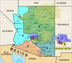 A map of congressional districts of Arizona, since 2013