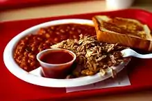 BBQ sandwich and baked beans