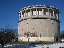 Arlington Reservoir, Massachusetts, a 2,000,000 gallon water tower based on the Arsinoeum at Samothrace