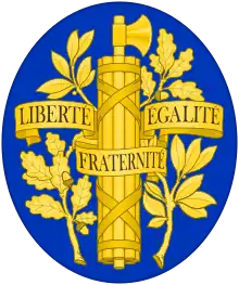 The unofficial but common Coat of arms of France depicts a fasces, representing justice