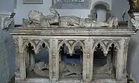 Monument for John FitzAlan, alabaster and limestone, c. 1435–45. A  transi is in the lower register. Arundel Castle, West Sussex