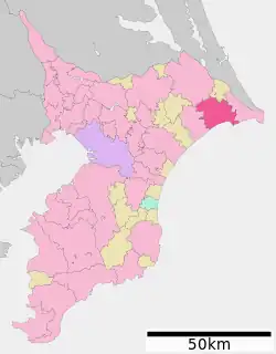 Location of Asahi in Chiba Prefecture