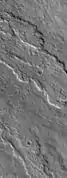 Mars Global Surveyor Mars Orbital Camera (MOC) image of lobate lava flows on flank of Ascraeus Mons.