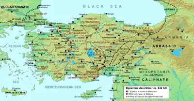 Geophysical map of Asia Minor, with cities, roads and provinces