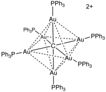 The cluster [Au6C(PPh3)6]2+ features a μ6-carbide ligand, although again, the designator "μ" is not usually used.