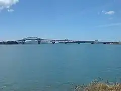 The Auckland Harbour Bridge seen from Watchman Island to its west