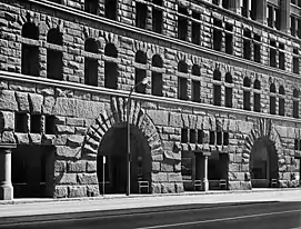 Exterior detail, seen from Congress Parkway