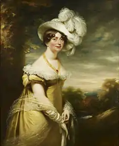 Princess Augusta wears a feathered hat