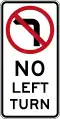 (R2-6) No Left Turn (used in the Australian Capital Territory, New South Wales, Queensland and the Northern Territory)