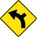 (W2-9) Side road intersection from right on a curve to left