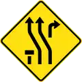 (W4-Q01) S-lane (Sign placed before the lane ends) (used in Queensland)