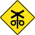 (W7-4) Railway Level Crossing with Flashing Signals ahead