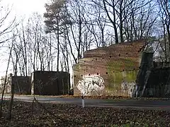 Bridge abutments for Hamburg - Berlin autobahn left incomplete, near Hagenow, Mecklenburg-Vorpommern, in the former GDR