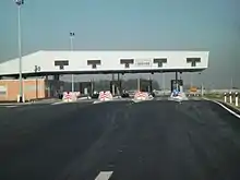 A five lane toll plaza