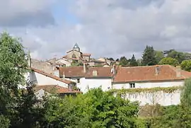 The church and surrounding buildings in Availles-Limouzine