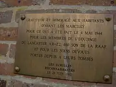 Plaque in gratitude to the inhabitants of Avant-lès-Marcilly.