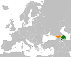 Map indicating locations of Azerbaijan and Georgia