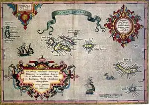 The 1584 Açores Insulae map of the Azores Islands, by Luís Teixeira