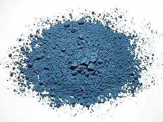 Ground azurite for use as a pigment