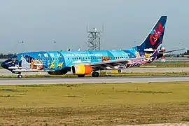 A Boeing 737-800 (B-7371) in Happy Wuhu livery.