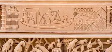 The story of the ancient Egyptian God of the deceased, Osiris, etched hieroglyphic-ally